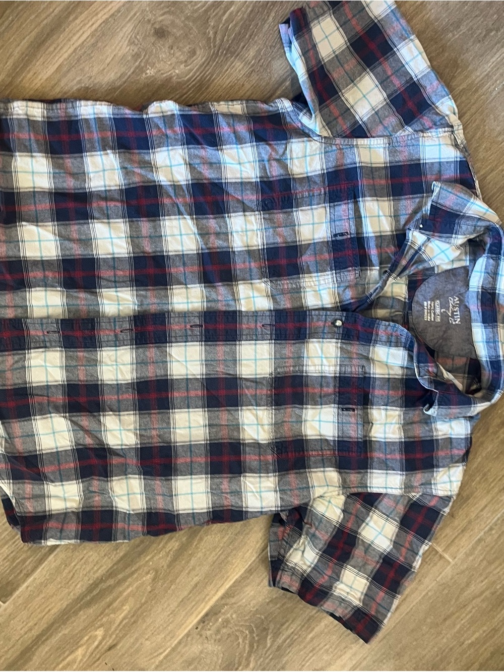 Austin Clothing Co. Short-Sleeve Plaid Button-Down Shirt - Blue, White, Red